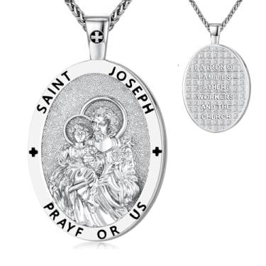 Imagem de Colar de medalhão oval de São Miguel, cobre banhado a ouro, pingente de 5 x 3 cm com corrente de 40 cm + 5 cm, medalha de oração de proteção religiosa, colares com pingente de cruz religiosa com