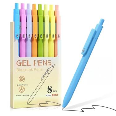 Imagem de Vitoler canetas, 8 canetas de gel de ponta fina, caneta de gel de tinta preta de secagem rápida de 0,5 mm, caneta de escrita suave para acessórios de mesa de escritório, material escolar