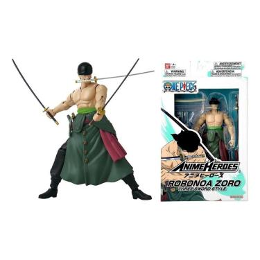 Imagem de One Piece Anime Heroes Boneco Deluxe 16 cm Articulado Roronoa Zoro Estilo Três Espadas – Bandai/Sunny