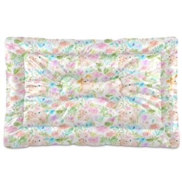 Imagem de SEHANY Cama de flores coloridas para cães e gatos com fundo antiderrapante, cama de canil, colchão macio para animais de estimação, lavável para cães pequenos, médios e grandes, gatos, 61 x 45 cm