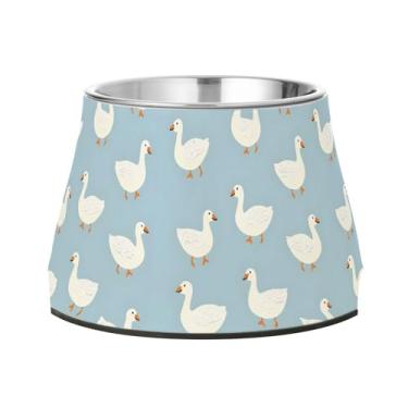 Imagem de SEHANY Tigelas fofas para cães de pato antiderrapante de aço inoxidável com fundo de borracha que evita a queda, 2,3 tigelas quadriculadas para comida e água para cães e gatos