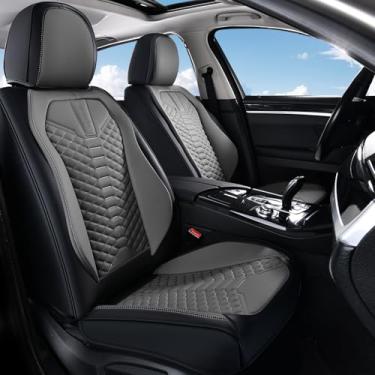 Imagem de Coverado Capas de assento de carro, capa de assento frontal, capas de assento de couro napa à prova d'água para carros, pacote com 2 protetores de assento de carro, capas de assento automotivas