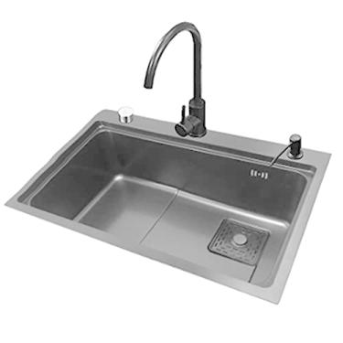 Imagem de HGTRH Conjunto combinado de pia e torneira de cozinha, pia de estação de trabalho de cozinha embaixo da pia de aço inoxidável para cozinhas com cesta de drenagem, tábua de cortar tubo para instalação