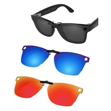 Imagem de Glintbay Óculos de sol de substituição 100% preciso para Ray-Ban Meta Wayfarer RW4006 e Gen 2 RW4012 (tamanho 50-22) para homens e mulheres - vermelho fogo + azul gelo