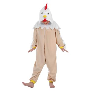Imagem de ROC PARTY Fantasia infantil de animal com capuz – Fantasia unissex de Halloween e cosplay para meninos e meninas de 4 a 12 anos (galinha/galo, 7 a 8 anos)