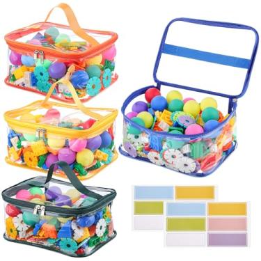 Imagem de 4 Packs Clear Toy Storage Bags, Colorful PVC Waterproof Toy Organizer with Zip Reusable Bags for Building Blocks, Board Game, Puzzles, Kids Books, Stationery