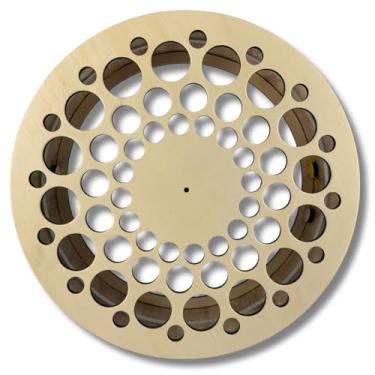 Imagem de Carretilha Fina de Madeira Compensada 22 Polegadas (55cm), Multifuros com Reforço, Catraca Destravada, Madeira Crua