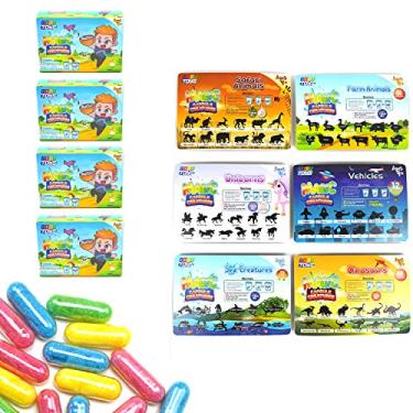 Imagem de Gosu Toys Magic Capsule Creatures - 6 pacotes temáticos com 12 cápsulas cada - fazenda, mar, unicórnios, dinossauros, safári, veículos - coloque na água e veja-os crescer (pacote com 24 (4 de cada