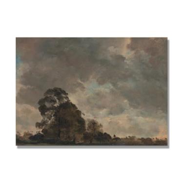 Imagem de NHLDZYH Impressão em tela estilo John Constable, (Cloud Study 19), painel de tela de paisagem romântica, decoração de parede com tema de natureza para quarto ou escritório. 60 x 84 cm. Somente tela