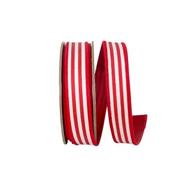 Imagem de Reliant Ribbon Fita de sarja listrada Deluxe Dupioni com borda com fio, vermelha