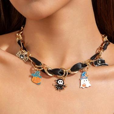 Imagem de Colar feminino com pingente para mulheres, colar de Halloween, estilo escuro, gótico, moderno, versátil, joias, presentes, moda feminina, Natal, amizade, presente para mulheres, dia dos namorados