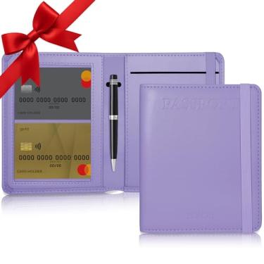 Imagem de BOACAY Combo de porta-passaporte e compartimento para cartão de vacina - carteira de viagem, Lavanda, One Size, Moderno