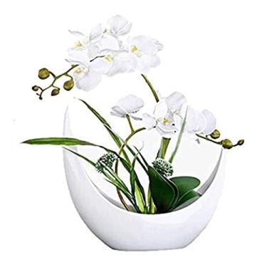 Imagem de LMJYU Flor artificial orquídeas falsas design dobrável Phalaenopsis artificiais flores arranjo de plantas flores artificiais decoração de escritório doméstico
