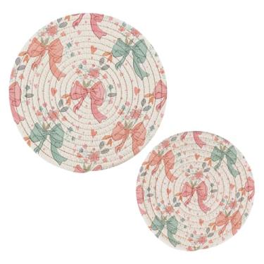 Imagem de Wassud Arcos e trivet floral para pratos quentes, suportes de panela redondos, almofadas quentes de algodão, porta-copos elegantes, decoração de cozinha e acessórios, 2 peças