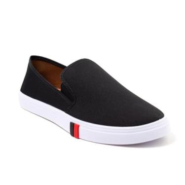 Imagem de Tênis Masculino Iate Slip On Calce Fácil Casual Confortável Leve Antiderrapante Sapatilha Estilo Moderno (Preto e Branco, BR, Adulto, Numérico, 41)