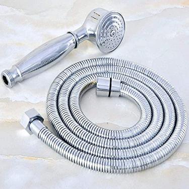 Imagem de YYBOES Cabeça de chuveiro chuveiro filtro de chuveiro elétrico cabeça de chuveiro chuveiro de alta pressão latão cromado chuveiro de mão flexível banheiro chuveiro de mão 1 5 m mangueira e telefone