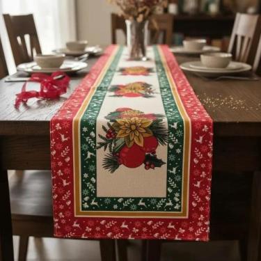 Imagem de Caminho de mesa natal 1,40m linho decoração natal - Ricatex