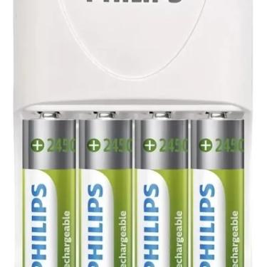 Imagem de Carregador De Pilhas Philips + 4 Pilhas AA Recarregáveis - Scb2445nb