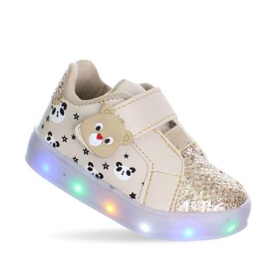 Imagem de Tenis Ursinho Panda Com Luzinha Led Luz Pisca Infantil Feminino Menina
