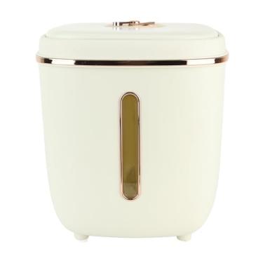 Imagem de TOPINCN Recipiente de Armazenamento de Arroz, Recipiente de Armazenamento de Alimentos Com Tampa e Janela de Medição, Caixa de Armazenamento de Alimentos Secos para Farinha de Grãos de (Branco)