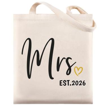 Imagem de kdraco Presentes de chá de panela, Bride to Be Gifts Mrs Bag 2026, sacola de lona de despedida de solteira, presente para casamento, noivado, lua de mel