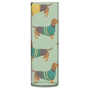 Imagem de JUZIHAI Lindo vaso Dachshunds para flores 9,9 cm x 30 cm cilindro de plástico moderno vaso de flores para centro de mesa de casamento decoração de casa