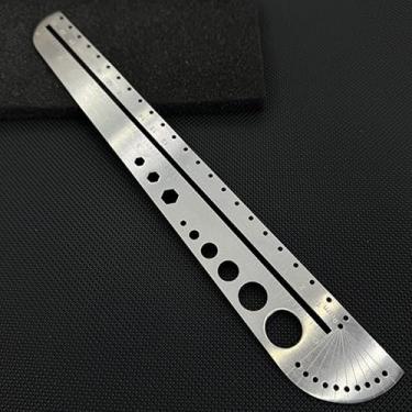 Imagem de Régua multifuncional de aço inoxidável com transferidor, medidor de régua de borda reta de 23 cm e ferramenta de medição imperial para projetos de engenheiro civil