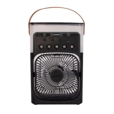 Imagem de Climatizador e Ventilador Portátil LED com 3 Velocidades, Tanque 500ml, 10W, Preto