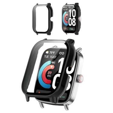 Imagem de Capa protetora compatível com smartwatch AEAC de 1,8 polegadas, capa rígida de policarbonato e protetor de tela de vidro temperado 9H - à prova de choque, resistente a arranhões, cobertura total