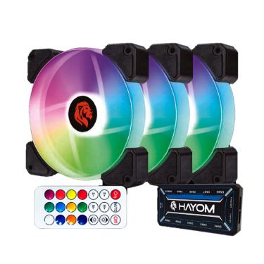 Imagem de Kit Cooler Fan Hayom, RGB, 3x 120mm, Controladora, Preto - FC1306