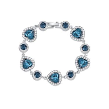 Imagem de Dorunmo Pulseira de tênis charmosa para mulheres, coração halo, design quadrado, vermelho/azul/verde, joias de pedras preciosas, presentes de aniversário para sua mãe, esposa, 7, Cobre, Sem Pedra