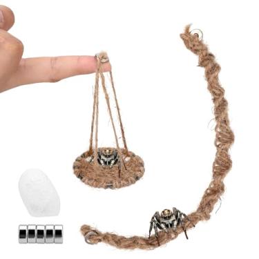 Imagem de 3 Peças Conjunto de Acessórios para Terrário Aranha-Saltadora, Incluindo Balanço Corda Algodão Balanço Plataforma e Ninho com Ímãs para Decoração Terrário Aranha-Saltadora de Tamanho Médio