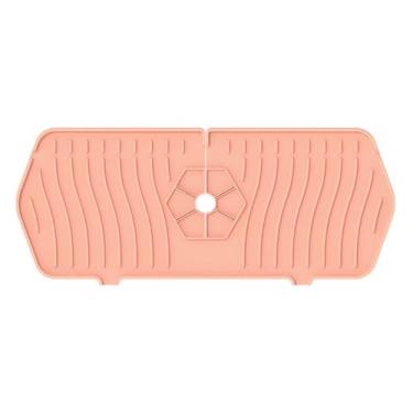 Imagem de Tapete de torneira de silicone para pia de cozinha protetor de respingos almofada de drenagem de água 35,4 cm pequeno protetor de pia anti-derramamento rosa