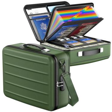 Imagem de YIMIKOL Caixa de documentos à prova de fogo com fechadura, cofre rígido à prova de fogo para documentos domésticos, caixa portátil de viagem à prova de fogo para passaporte, certificados de laptop