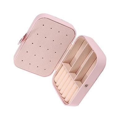 Imagem de ZJchao Caixa de Joias para Brincos, Organizador de Joias de Couro PU Com Vários Compartimentos Com Forro de Flanela, Estojo de de Viagem para Mulheres, Meninas, Presente de (Rosa)