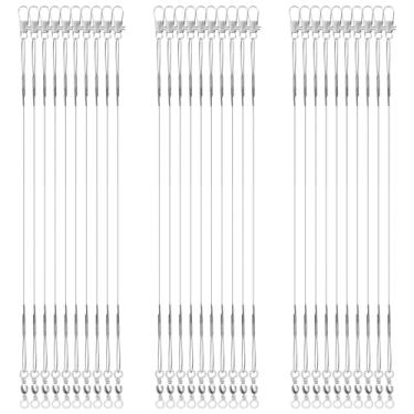 Imagem de 30 peças de líderes de pesca, fios de aço inoxidável de 29 cm com fivela giratória, linhas de líder de pesca conectando isca ou anzol, para água salgada e água doce (prata)