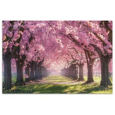 Imagem de Quebra-cabeças para adultos com cenário de flores de cerejeira, 1000 peças, pintura colorida, quebra-cabeças exclusivos, divertidos e bobos