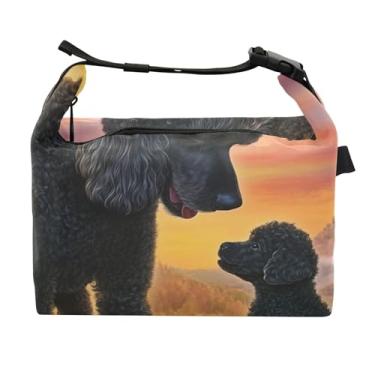 Imagem de TSENQUE Lancheira personalizada com pintura de cachorro Poodle para trabalho feminina isolada, lancheira portátil personalizada para trabalho