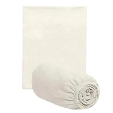 Imagem de Lençol Avulso com Elástico para Berço Padrão Americano Malha 100% Algodão Hipoalergênico Macio e Respirável 160x98x12cm (Palha)