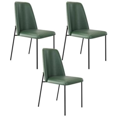 Imagem de Kit 03 Cadeiras Decorativa Estofada Para Sala De Jantar Bella L02 Couríssimo Verde - Lyam Decor