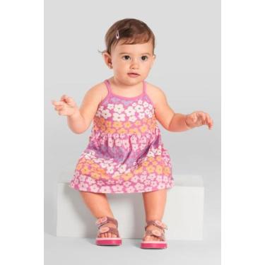 Imagem de Vestido infantil menina florido Brandili -Rosa, G, Rosa