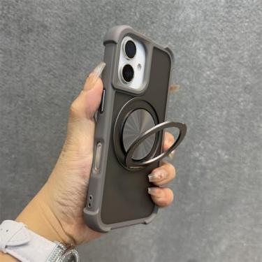 Imagem de Capa com suporte giratório 360 para iPhone 13, 12, 14, 15, 16 Pro Max, 14, 15, 16 Plus, capa anti-impacto com airbag e alça de pulso, cinza B, para iPhone 16 Pro Max