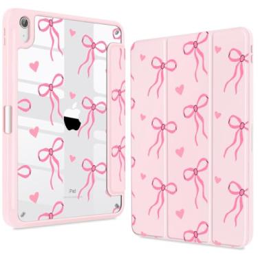 Imagem de Teryeefi Capa para iPad mini 7 2024 (A17 Pro)/iPad mini 6 2021 8,3 polegadas, capa protetora traseira rígida transparente com suporte para despertar/hibernar para iPad mini 6/7 (lindo laço rosa)