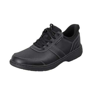 Imagem de Orthofeet Sapato masculino ortopédico de couro preto Pierre mãos livres casual, Preto, 8.5 X-Wide