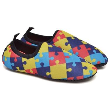 Imagem de Sapatilha Antiderrapante Infantil Para Água, Sapatilha Com Calce Fácil (TEA)(Quebra cabeça-23/24)