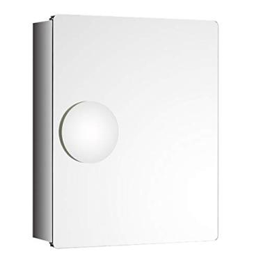 Imagem de Armário de espelho de banheiro, armário de armazenamento montado na parede, grande espaço de armazenamento, espelho de ampliação tripla, para cozinha, banheiro, quarto. (com luz 46 x 66 x 13 cm)