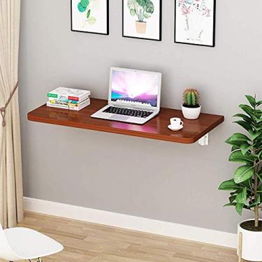 Imagem de Mesa de parede montada na parede, mesa dobrável para computador, mesa dobrável de parede com folhas suspensas, para pequenos espaços, mesa, escritório, casa, cozinha, mesa de jantar de madeira maciça