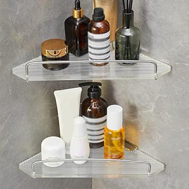 Imagem de Prateleiras de chuveiro, organizador de canto para chuveiro, prateleiras de chuveiro montadas na parede para banheiro