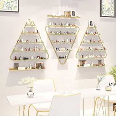 Imagem de Prateleiras de metal para guardar esmaltes de parede com 5 camadas de metal, suporte de exibição de óleos essenciais, prateleira de armazenamento para salão de beleza, spa de negócios, comporta 320