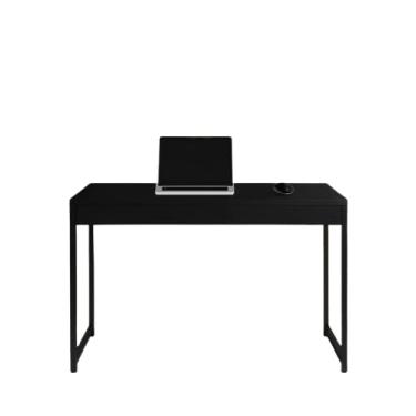 Imagem de Mesa Escrivaninha Moderna para Home Office, Tampo MDF preto com Pés preto em Aço, Design Minimalista, 90x45x75 cm, Ideal para Escritório e Quarto